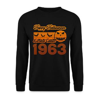 Halloween Pumpkin Birthday Year of Construction 1963 Vintage - Unisex Sweatshirt - black - Front - Alina (178cm) & Michal (187cm)