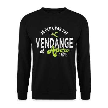 je peux pas j ai vendange Cadeau cool vigneron - Sweat-shirt Unisexe - noir - Devant - Alina (178cm) & Michal (187cm)