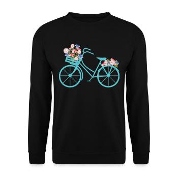 Bicycle with Flowers Fahrrad mit Blumen - Unisex Sweatshirt - black - Front - Alina (178cm) & Michal (187cm)