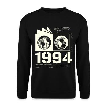 Vintage, 1994, Rétro, Cadeau d’anniversaire, 1994 - Sweat-shirt Unisexe - noir - Devant - Alina (178cm) & Michal (187cm)
