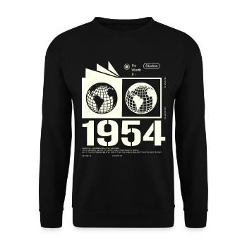 Cadeau d’anniversaire rétro vintage 1954 1954 - Sweat-shirt Unisexe - noir - Devant - Alina (178cm) & Michal (187cm)