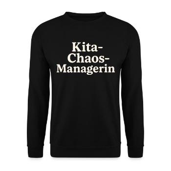 Kita Chaos Managerin (hellbeige) - Unisex Pullover - Schwarz - Vorne - Alina (178cm) & Michal (187cm)