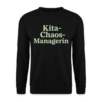 Kita Chaos Managerin (salbeigrün) - Unisex Pullover - Schwarz - Vorne - Alina (178cm) & Michal (187cm)