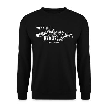 Wenn die Berge Rufen muss ich gehen - Unisex Pullover - Schwarz - Vorne - Alina (178cm) & Michal (187cm)