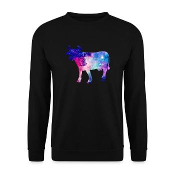 Galaxy Cow Space Gift - Unisex Sweatshirt - black - Front - Alina (178cm) & Michal (187cm)