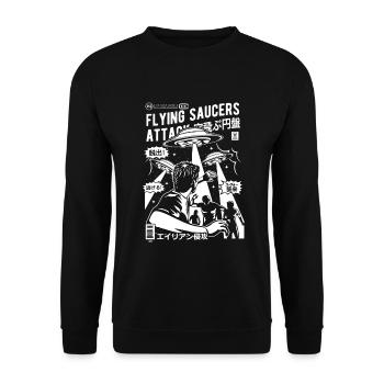 Alien Kidnapping Comic Ufo Flying Saucer - Unisex Sweatshirt - black - Front - Alina (178cm) & Michal (187cm)