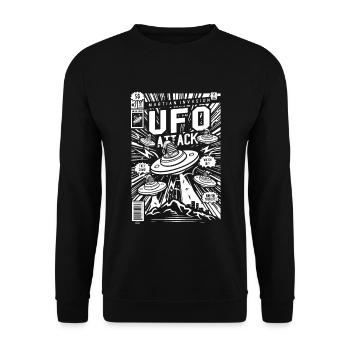 Alien Kidnapping Comic Ufo Flying Saucer - Unisex Sweatshirt - black - Front - Alina (178cm) & Michal (187cm)