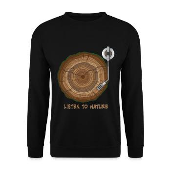 Musique Vinyle Nature Arbre Platine Cadeau - Sweat-shirt Unisexe - noir - Devant - Alina (178cm) & Michal (187cm)