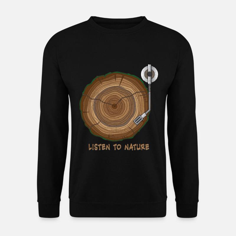 Music Vinyl Nature Tree Turntable Gift - Unisex Sweatshirt - black