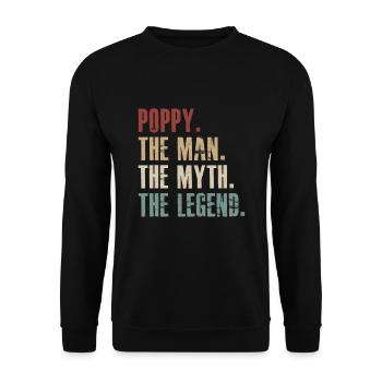 Poppy der Mann der Mythos die Legende - Unisex Pullover - Schwarz - Vorne - Alina (178cm) & Michal (187cm)
