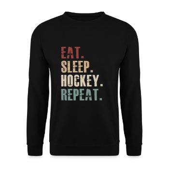 Eat Sleep Hockey Repeat - Unisex Sweatshirt - black - Front - Alina (178cm) & Michal (187cm)