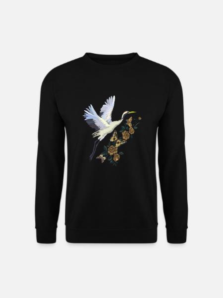 Grue de broderie japonaise vintage - Sweat-shirt Unisexe - noir