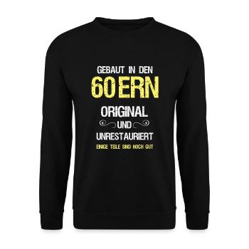 60er Jahrgang Lustige Sprüche Baujahr Original - Unisex Pullover - Schwarz - Vorne - Alina (178cm) & Michal (187cm)