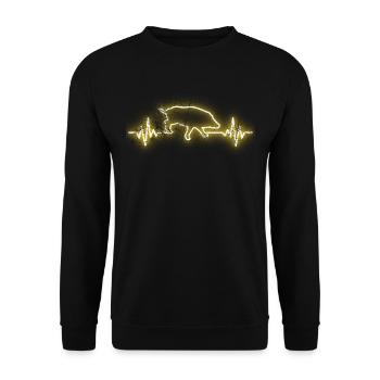 Wildschweinjagd Keiler Jagdhund - Unisex Pullover - Schwarz - Vorne - Alina (178cm) & Michal (187cm)