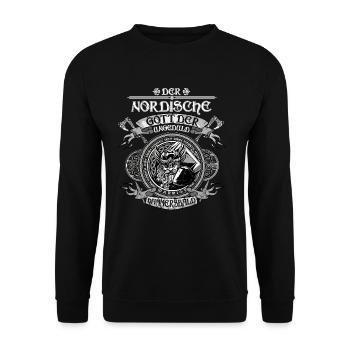 Wikinger Nordische Mythologie -Odin - Unisex Pullover - Schwarz - Vorne - Alina (178cm) & Michal (187cm)
