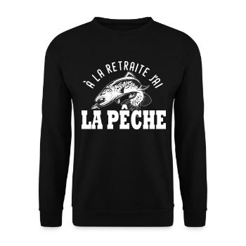 a la retraite Cadeau Humour pêche peche - Sweat-shirt Unisexe - noir - Devant - Alina (178cm) & Michal (187cm)