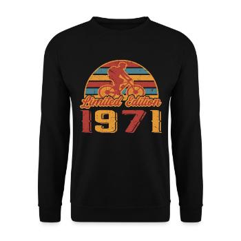 Fahrrad Mountainbike Fahrradfahrer Geburtstag 1971 - Unisex Pullover - Schwarz - Vorne - Alina (178cm) & Michal (187cm)