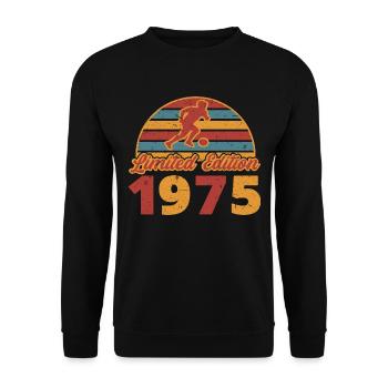 Footballeur Footballeur anniversaire 1975 - Sweat-shirt Unisexe - noir - Devant - Alina (178cm) & Michal (187cm)