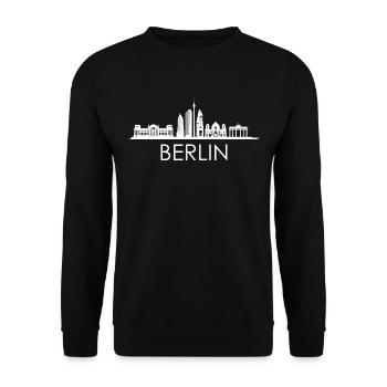Berlin City Skyline Fernsehturm Deutschland Stadt - Unisex Pullover - Schwarz - Vorne - Alina (178cm) & Michal (187cm)