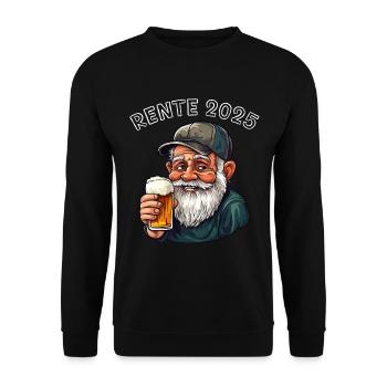Rente 2025 lustiges verdientes Ruhestands - Unisex Pullover - Schwarz - Vorne - Alina (178cm) & Michal (187cm)