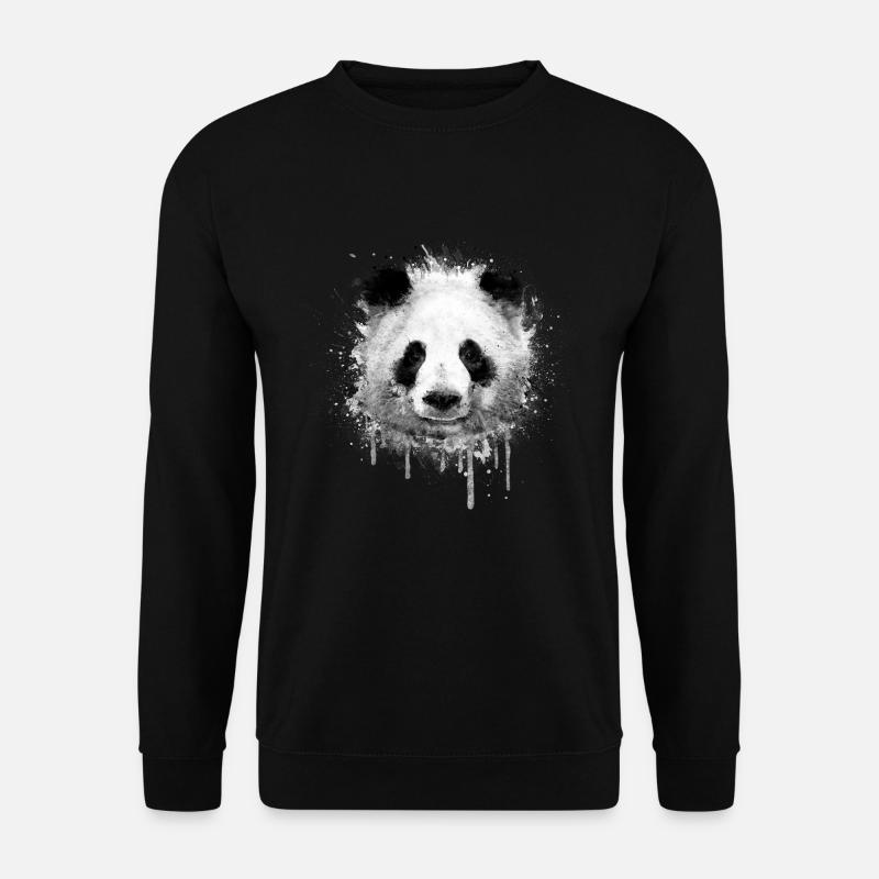 Cooles Kunst Panda Portrait (watercolor design) - Unisex Pullover - Schwarz