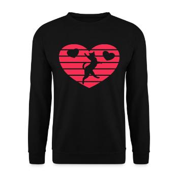 Amour Cœur de chat Chats Amour Cœur - Sweat-shirt Unisexe - noir - Devant - Alina (178cm) & Michal (187cm)
