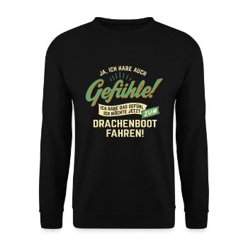 Gefuehle - ich moechte Sport - Drachenboot! - - Unisex Pullover - Schwarz - Vorne - Alina (178cm) & Michal (187cm)