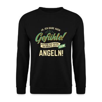 Gefuehle - ich moechte Sport - Angeln! - RAHMENLOS - Unisex Pullover - Schwarz - Vorne - Alina (178cm) & Michal (187cm)