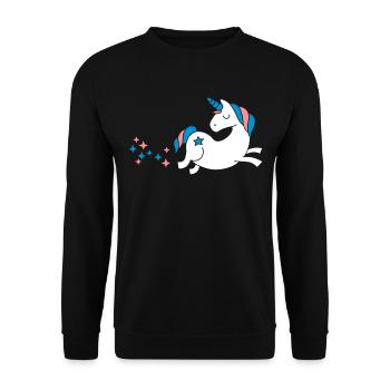 unicorn - Einhorn Sternenstaub - Unisex Pullover - Schwarz - Vorne - Alina (178cm) & Michal (187cm)