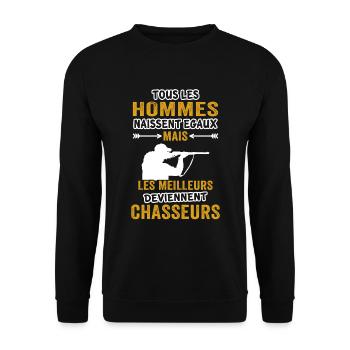 T-shirt chasseur chasse - Sweat-shirt Unisexe - noir - Devant - Alina (178cm) & Michal (187cm)