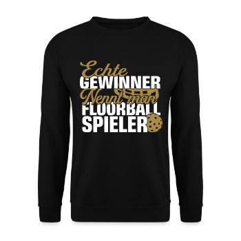 Floorball Floorballverein Unihockey Hockey Spruch - Unisex Pullover - Schwarz - Vorne - Alina (178cm) & Michal (187cm)
