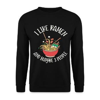 J’aime les ramen et peut-être le design de 3 personnes - Sweat-shirt Unisexe - noir - Devant - Alina (178cm) & Michal (187cm)
