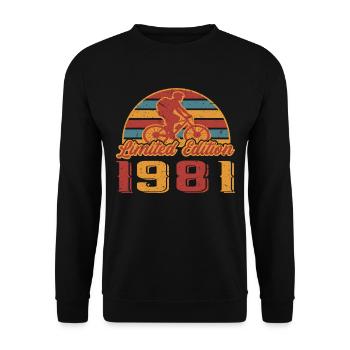 Bicycle Bike Cyclist Birthday Year 1981 - Unisex Sweatshirt - black - Front - Alina (178cm) & Michal (187cm)