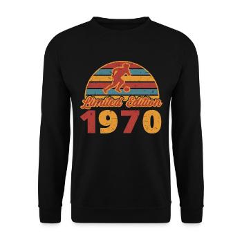 Football player football birthday built in 1970 - Unisex Sweatshirt - black - Front - Alina (178cm) & Michal (187cm)