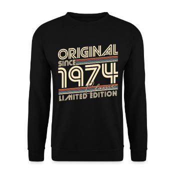 Original depuis 1974 Vintage cadeau d’anniversaire - Sweat-shirt Unisexe - noir - Devant - Alina (178cm) & Michal (187cm)