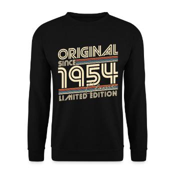 Original Since 1954 Vintage Birthday Gift - Unisex Sweatshirt - black - Front - Alina (178cm) & Michal (187cm)