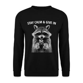 Meme Waschbär - Unisex Pullover - Schwarz - Vorne - Alina (178cm) & Michal (187cm)