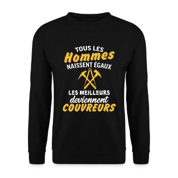 les meilleurs deviennent couvreurs cadeau couvreur - Sweat-shirt Unisexe - noir - Devant - Alina (178cm) & Michal (187cm)