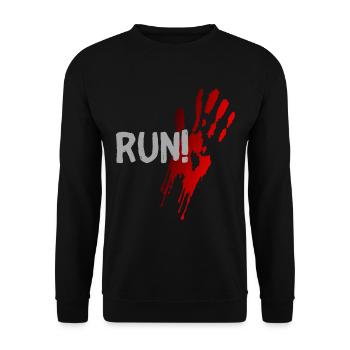 exécuter halloween en disant idée cadeau - Sweat-shirt Unisexe - noir - Devant - Alina (178cm) & Michal (187cm)