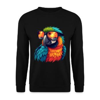 Perroquet avec des lunettes de soleil - Sweat-shirt Unisexe - noir - Devant - Alina (178cm) & Michal (187cm)