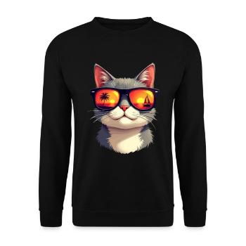 A cat wearing sunglasses - Unisex Sweatshirt - black - Front - Alina (178cm) & Michal (187cm)