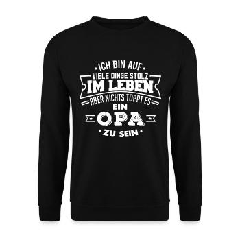 Stolzer Opa Opi Großvater - Unisex Pullover - Schwarz - Vorne - Alina (178cm) & Michal (187cm)