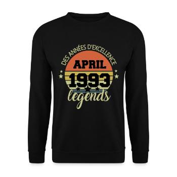 Born in April 1993 VINTAGE - Unisex Sweatshirt - black - Front - Alina (178cm) & Michal (187cm)