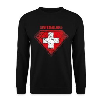 Switzerland Superhero Flag Vintage Retro Symbol - Unisex Sweatshirt - black - Front - Alina (178cm) & Michal (187cm)