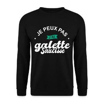 je peux pas j ai galette sausisse bretagne - Sweat-shirt Unisexe - noir - Devant - Alina (178cm) & Michal (187cm)