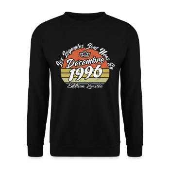 Légende Sont Nées En Décembre 1996, Cadeau annive. - Sweat-shirt Unisexe - noir - Devant - Alina (178cm) & Michal (187cm)