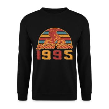 Mountainbike Fahrradfahrer Geburtstag Baujahr 1995 - Unisex Pullover - Schwarz - Vorne - Alina (178cm) & Michal (187cm)