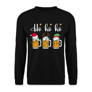 Ho Ho Ho Bière Noël Trois Bières Noël - Sweat-shirt Unisexe - noir - Devant - Alina (178cm) & Michal (187cm)