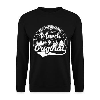 Mars 2016 Vintage Vintage Retro Anniversaire - Sweat-shirt Unisexe - noir - Devant - Alina (178cm) & Michal (187cm)