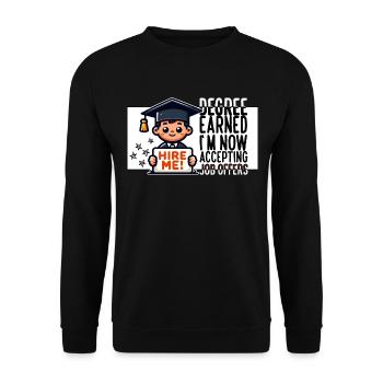ABSCHLUSS ICH NEHME JETZT STELLENANGEBOTE AN - Unisex Pullover - Schwarz - Vorne - Alina (178cm) & Michal (187cm)